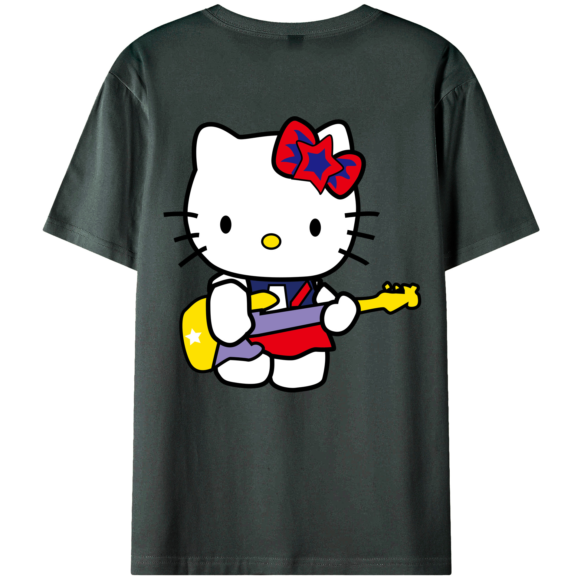 （画像用） Hello Kitty ハローキティ 綿100％ メンズ半袖Tシャツ（バックプリント） 通気性